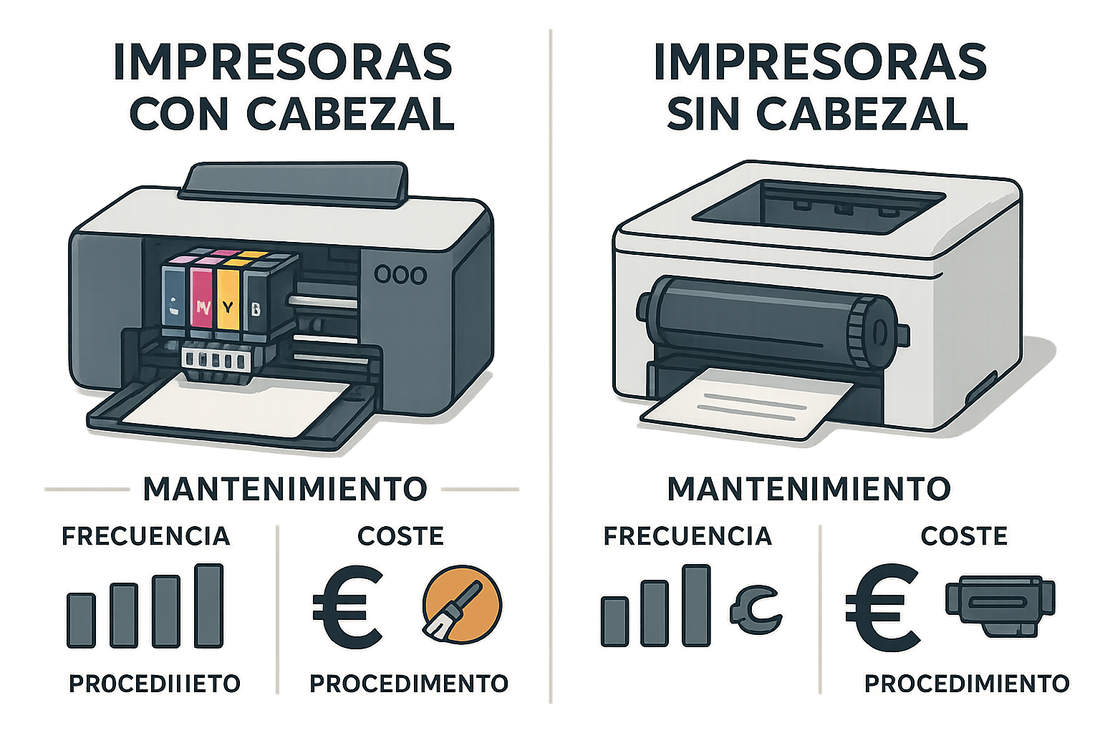 Impresoras con cabezal vs. sin cabezal: diferencias y mantenimiento