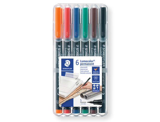 Staedtler Lumocolor 317 Pack de 6 Rotuladores Permanentes - Punta Media Redonda - Trazo 1mm Aprox -