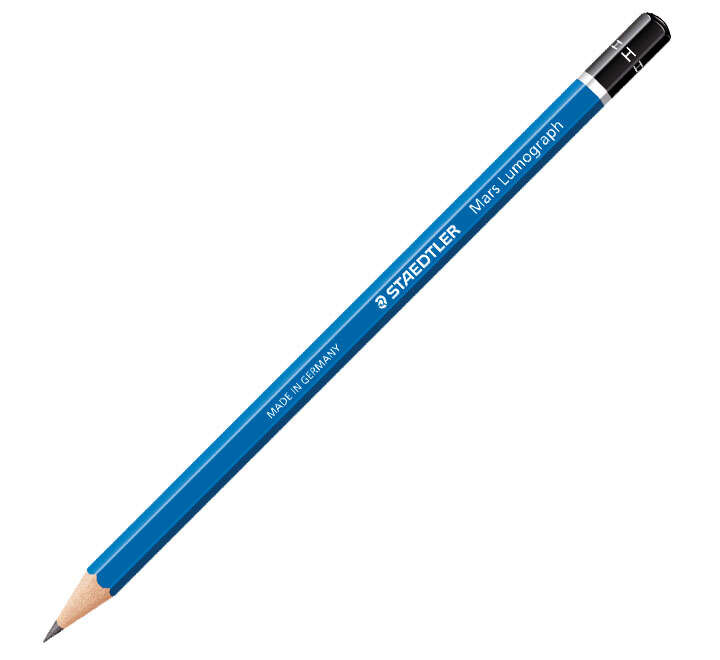 Staedtler Mars Lumograph 100 Lapiz de Grafito Hexagonal - Mina H Ultrarresistente de 2mm - Madera de
