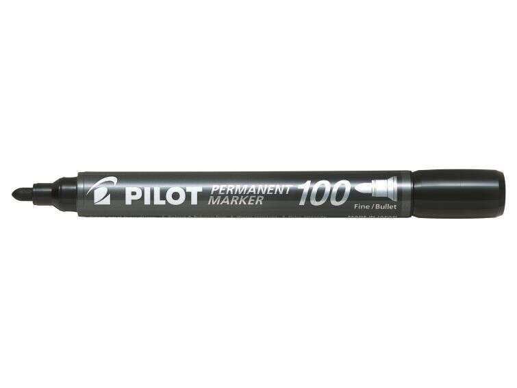 Pilot Rotulador Permanente 100 - Punta Fina de Bala 4,5mm - Trazo 1mm - Color Negro