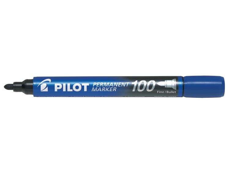 Pilot Rotulador Permanente 100 - Punta Fina de Bala 4,5mm - Trazo 1mm - Color Azul