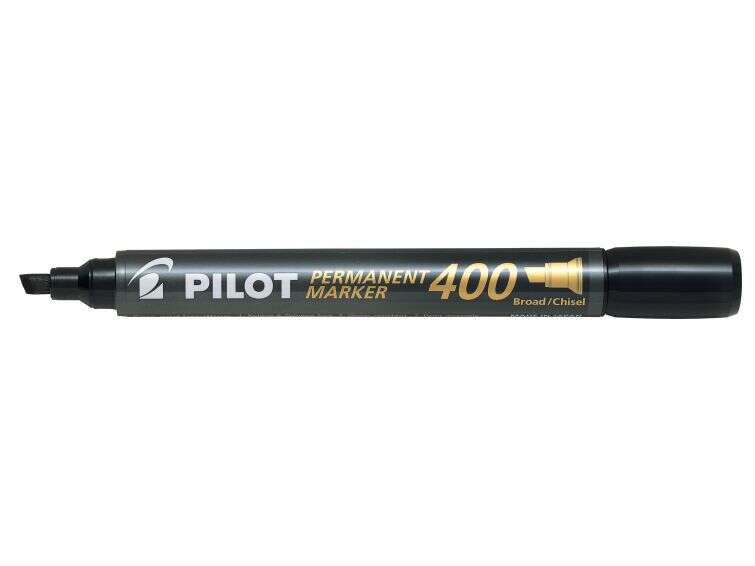 Pilot Rotulador Permanente 400 - Punta Biselada 4,5mm - Trazo 4mm - Color Negro