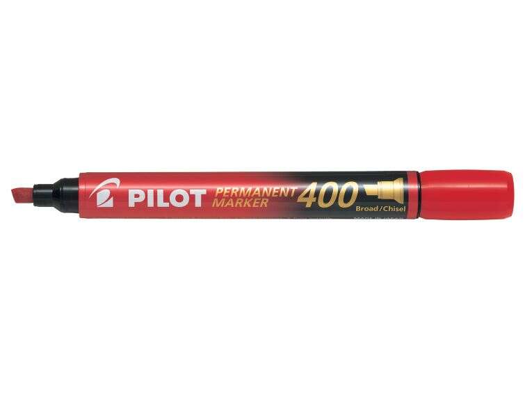 Pilot Rotulador Permanente 400 - Punta Biselada 4,5mm - Trazo 4mm - Color Rojo