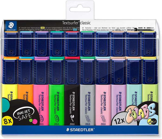 Staedtler Textsurfer Classic 364 Pack de 20 Marcadores Fluorescentes - Punta Biselada - Trazo entre