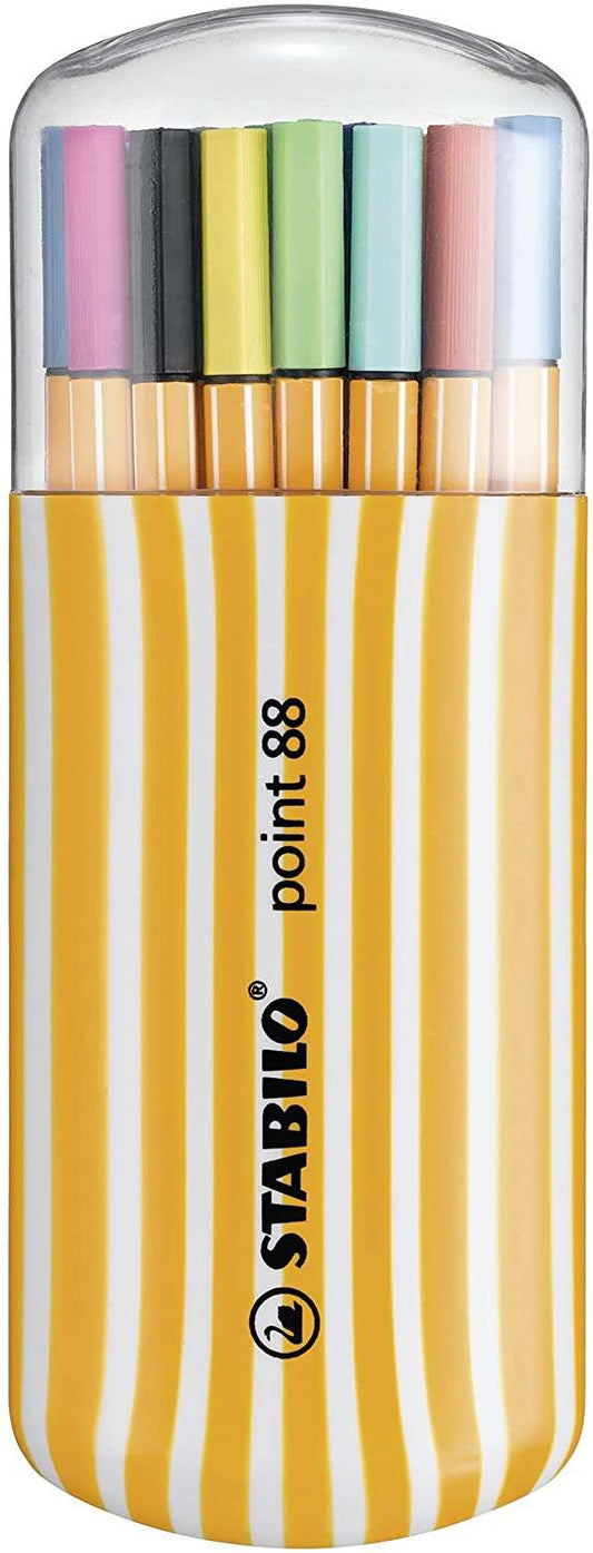 Stabilo Point 88 Zebrui Pack de 20 Rotuladores de Punta Fina de Fibra - Trazo de 0.4 mm - Tinta con