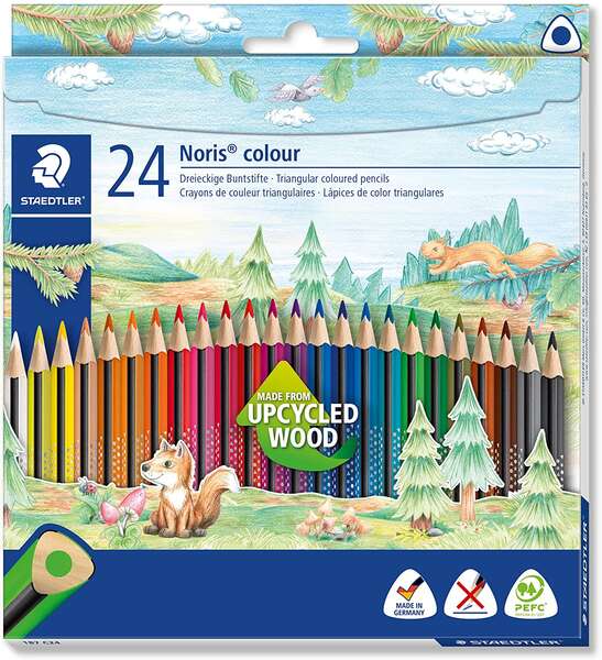 Staedtler Noris Colour 187 Pack de 24 Lapices Triangulares de Colores - Resistencia a la Rotura - Co