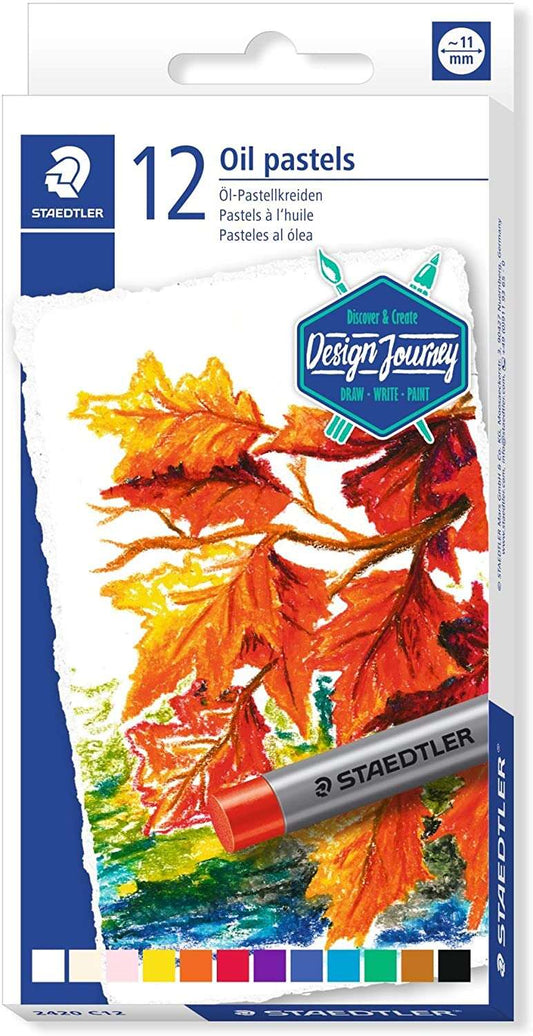 Staedtler Pasteles al Oleo 2420 Pack de 12 Ceras Blandas - Resistencia a la Rotura - Extremadamente Brillantes - Colores Surtidos
