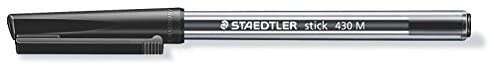 Staedtler Stick 430 Boligrafo con Capuchon - Punta 0.35mm - Tinta Endeleble - Color Negro