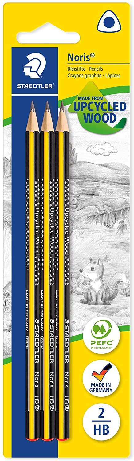 Staedtler Noris 183 Pack de 3 Lapices de Grafito Triangulares - Mina 2HB - Resistencia a la Rotura
