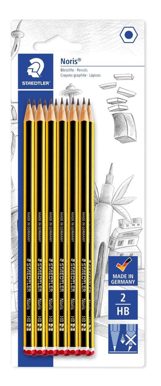 Staedtler Noris 120 Pack de 12 Lapices de Grafito Hexagonales HB - Resistencia a la Rotura - Madera