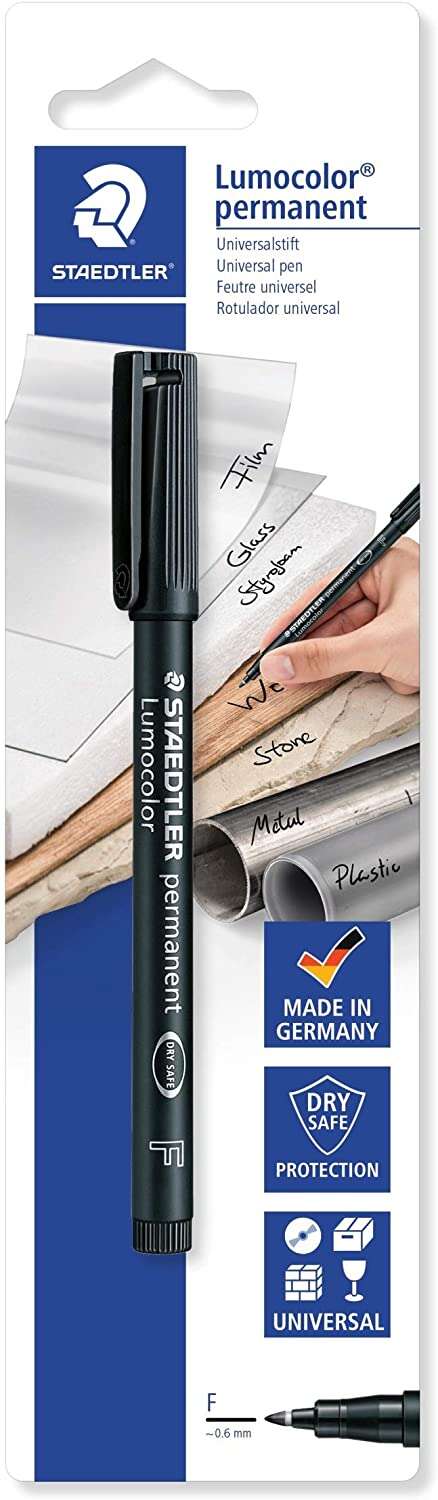 Staedtler Lumocolor 318 Rotulador Permanente - Trazo de 0.6mm Aprox - Secado Rapido - Color Negro