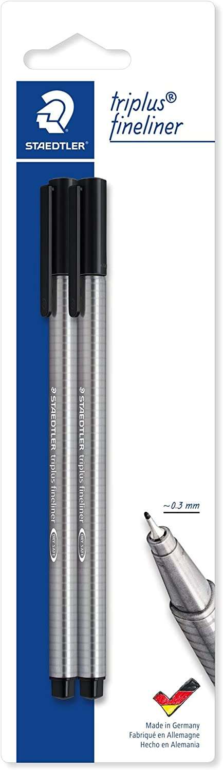 Staedtler Triplus Fineliner 334 Pack de 2 Rotuladores de Punta Fina - Trazo de 0.3mm Aprox - Diseño