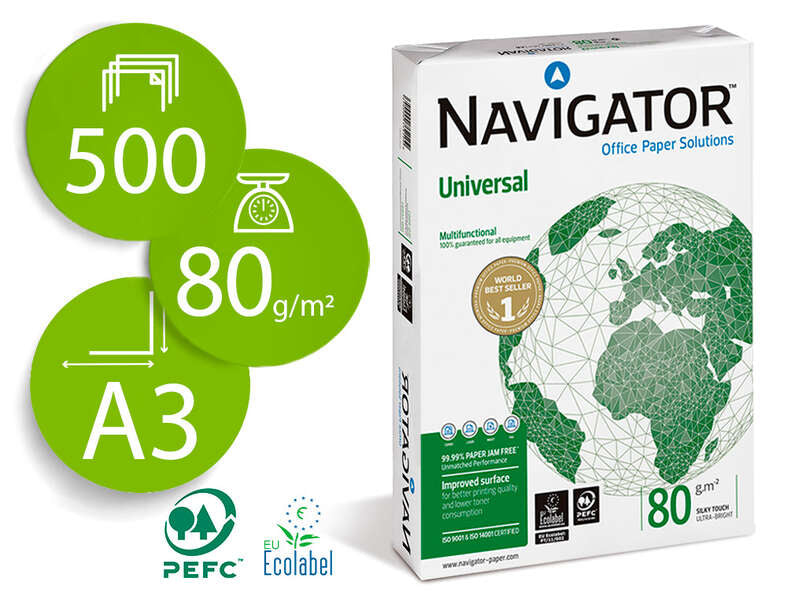 Navigator Papel A3 80gr 297x420mm (500 Hojas) Blanco - Cantidad: 5
