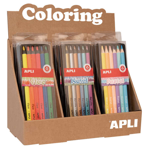 Apli Jumbo Set de Lapices - 5mm de Grosor - 12 Cajas Surtidas con 6 Lapices Cada Una - Fluo, Metal y