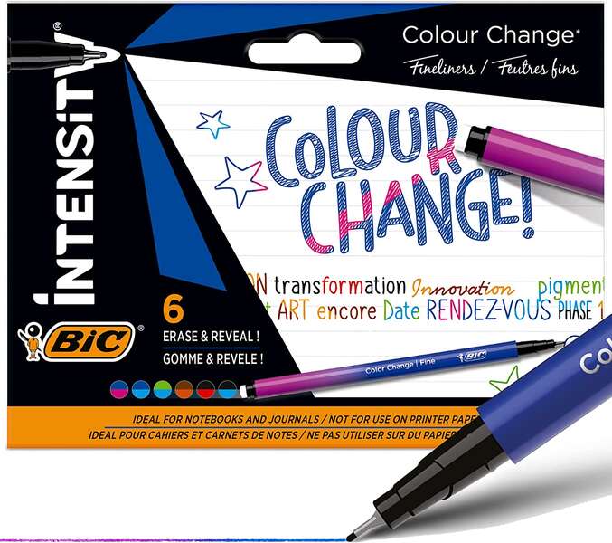 Bic Intensity Colour Change Pack de 6 Rotuladores - TecnologIa de Cambio de Color - Punta Fina de 0.