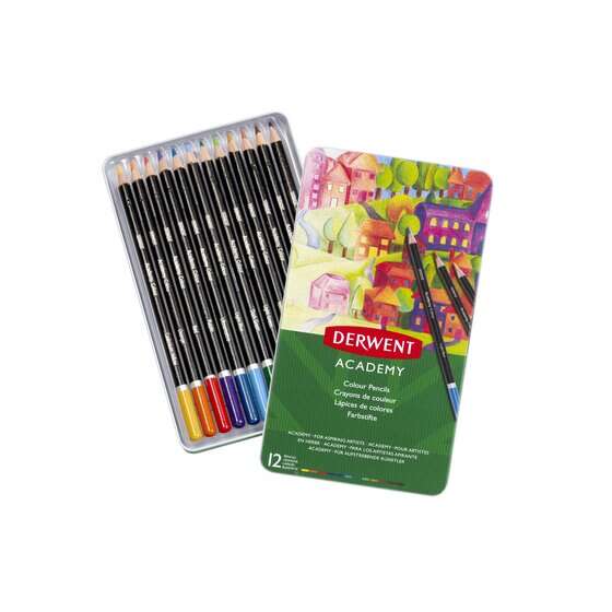 Derwent Academy Pack de 12 Lapices de Colores de Gran Calidad - Transferencia de Color Perfecta - Cu
