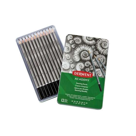 Derwent Academy Sketching Pack de 12 Lapices de Grafito Hexagonales de Durezas Surtidas - Especial p