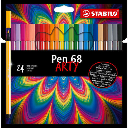 Stabilo Pen 68 Arty Pack de 24 Rotuladores - Punta de Fibra - Trazo de 1mm aprox. - Tinta a Base de