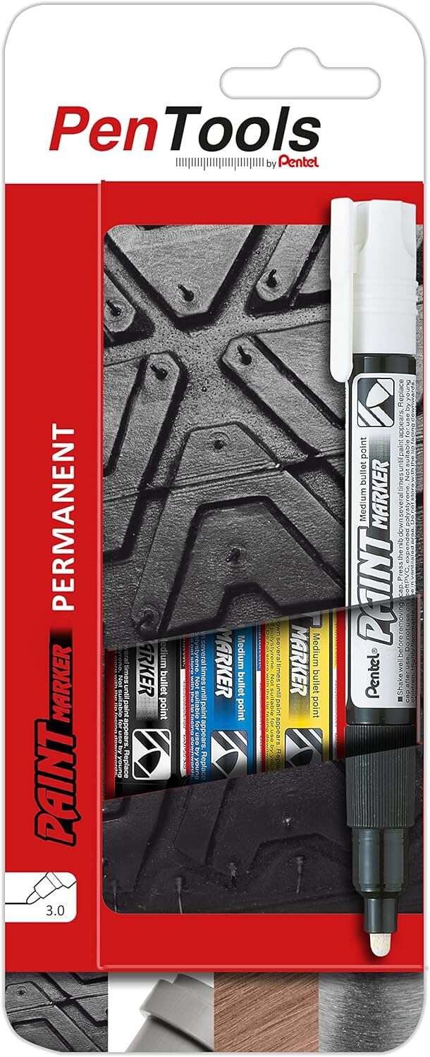 Pentel PenTools Pack de 4 Rotuladores Permanentes Paint Marker - Punta Conica 4.6mm - Trazo 3mm - Im