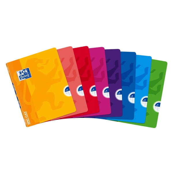 Oxford School Openflex A5+ Libreta Grapada - Tapa de Plastico Resistente - Pauta 2.5 con Margen - 48 Hojas - Colores Surtidos - Cantidad: 10
