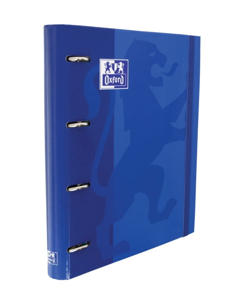 Oxford Europeanbinder Classic A4+ Carpeta de Anillas con Recambio Cuadricula 5x5 - Tapa Extradura - Cierre con Goma Elastica - Color Azul Marino