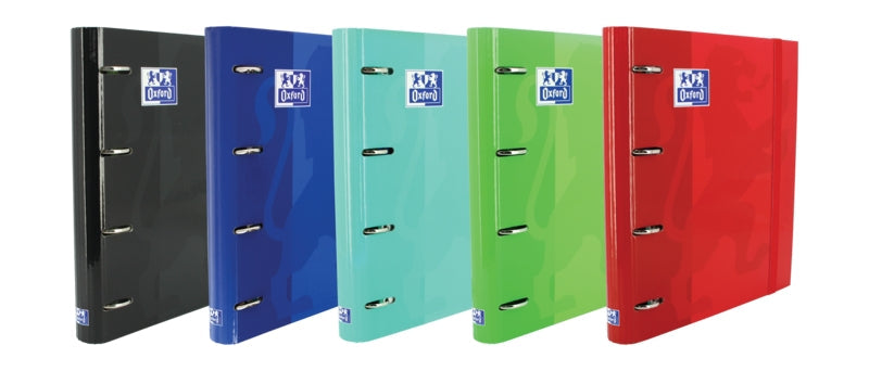 Oxford Europeanbinder Classic A4+ Carpeta de Anillas con Recambio 1 Linea - Tapa Extradura - Cierre con Goma Elastica - Colores Surtidos - Cantidad: 10