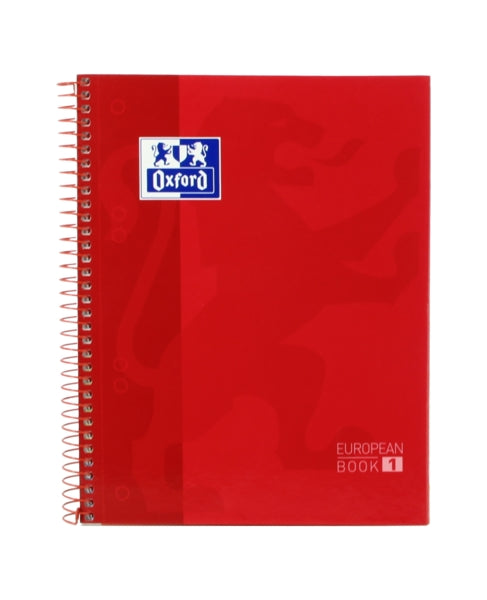 Oxford School Classic A5+ Europeanbook - Tapa Extradura - Cuadricula 5x5 - 80 Hojas - Color Rojo - Cantidad: 5