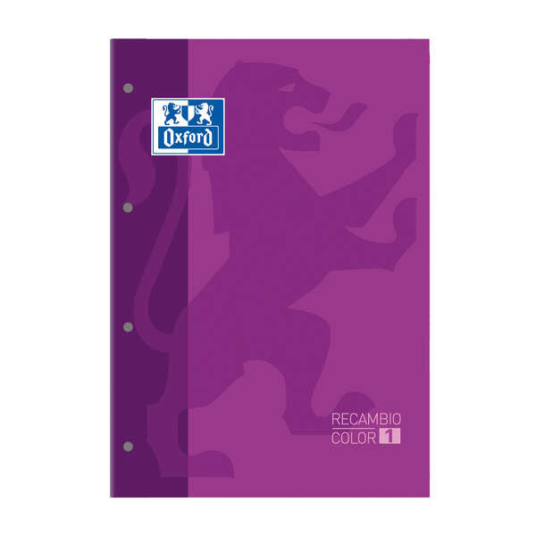 Oxford School Classic Cuaderno de Recambio - Tamaño A4 - Tapa Blanda - Encolado - 80 Hojas - Cuadricula 5x5 - Color Morado - Cantidad: 5