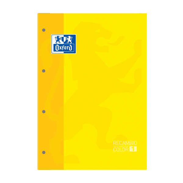 Oxford School Classic Cuaderno de Recambio A4 - Tapa Blanda - Encolado - 80 Hojas - Cuadricula 5x5 - Color Amarillo - Cantidad: 5