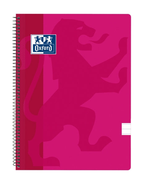 Oxford School Classic Cuaderno Espiral Tapa de Plastico Folio - 1 Linea con Margen - 80 Hojas - Color Fucsia - Cantidad: 5
