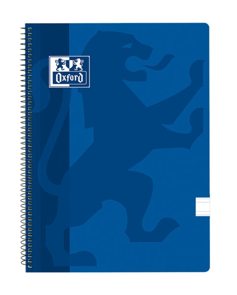 Oxford School Classic Cuaderno Espiral Tapa de Plastico Folio - Pauta 3.5 con Margen - 80 Hojas - Color Azul Marino - Cantidad: 5