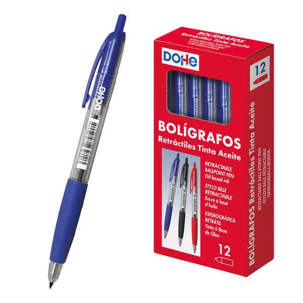 Dohe Boligrafos Retractiles de Tinta a Base de Aceite - Punta Bola de 1mm - Trazo de 0.4mm - Cuerpo