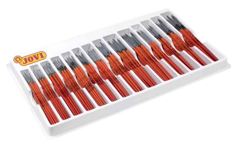 Jovi Caja Expositora de 144 Pinceles Artisticos Pelo Poney Surtidos - Pelo Natural - Mango de Madera