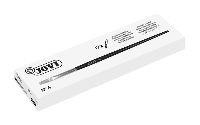 Jovi Pinceles Artisticos Planos Pelo de Cerda Nº 4 - Pelo Natural - Mango de Madera - Punta Plana -