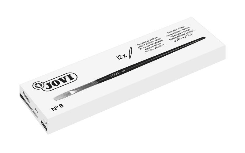 Jovi Pinceles Artisticos Planos Pelo de Cerda Nº 8 - Pelo Natural - Mango de Madera - Punta Plana -