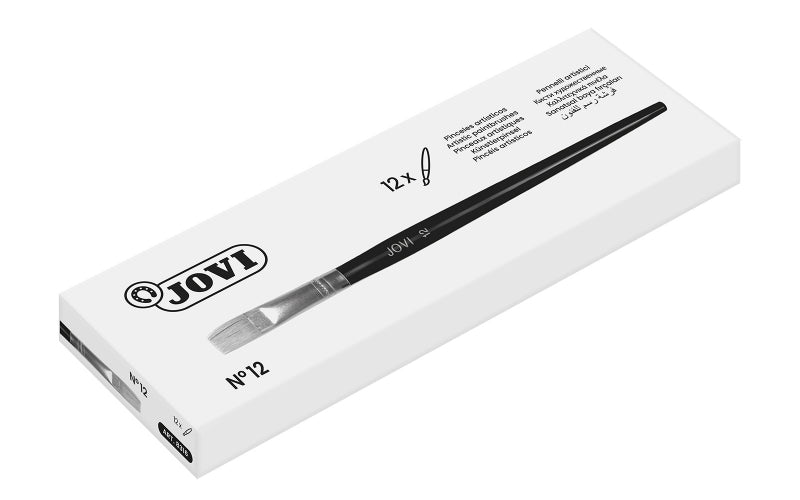 Jovi Pinceles Artisticos Planos Pelo de Cerda Nº 12 - Pelo Natural - Mango de Madera - Punta Plana -