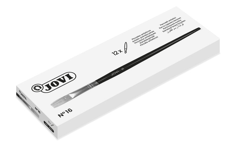 Jovi Pinceles Artisticos Planos Pelo de Cerda Nº 16 - Pelo Natural - Mango de Madera - Punta Plana -