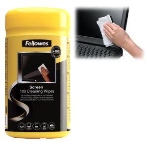 FELLOWES DISPENSADOR 100 TOALLITAS PREHUMEDECIDAS LIMPIADORAS DE PANTALLA
