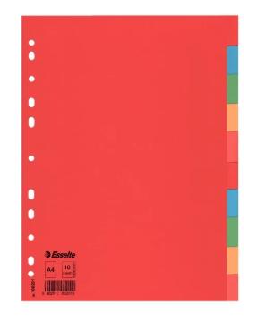 ESSELTE SEPARADORES MULTITALADRO CARTÓN A4 10 POSICIONES COLORES