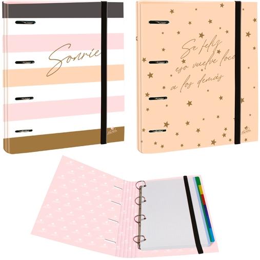 MARIOLA CARPETA ANILLAS 4 X 40MM CARPEBLOCK C/RECAMBIO 100H FOLIO 90GR C/GOMA CARTÓN FORRADO PLASTIFICADO 6 FRASES SURTIDO