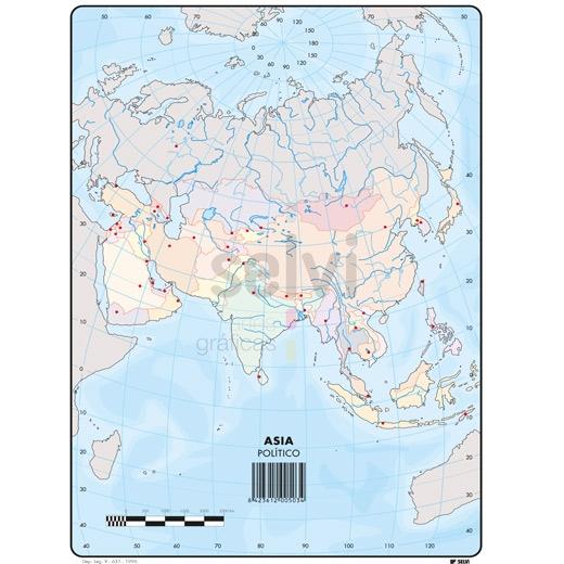 SELVI MAPA MUDO POLÍTICO DE ASIA A4 -50U-