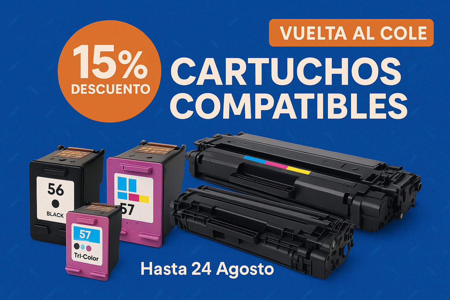 Pero especifica en cartuchos de tinta y toner compatibles solo