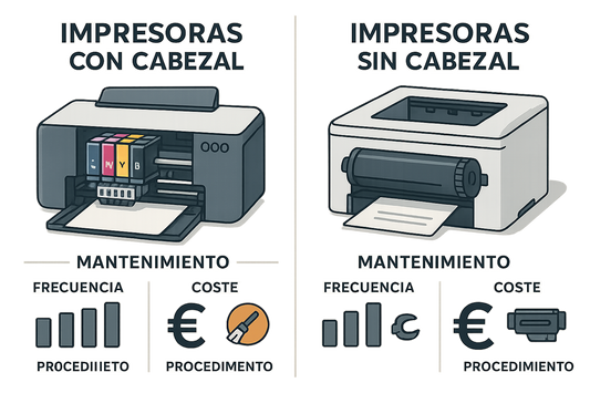 Impresoras con cabezal vs. sin cabezal: diferencias y mantenimiento