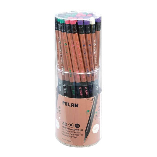 Milan Copper Lapiz de Grafito Hexagonal con Goma - Mina HB de 2.2mm - Resistente a la Rotura - Para