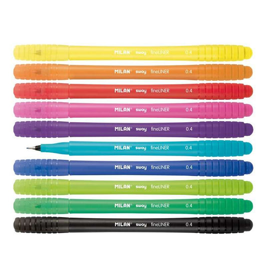 Milan Sway Fineliner Expositor de 80 Rotuladores - Punta Fina 0.4mm - Ergonomico - Tinta al Agua - C