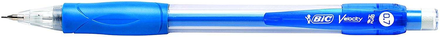 Bic Velocity Portaminas 0.7mm HB con Goma - Zona Grip - Larga Duracion - Cuerpo de Colores Surtidos