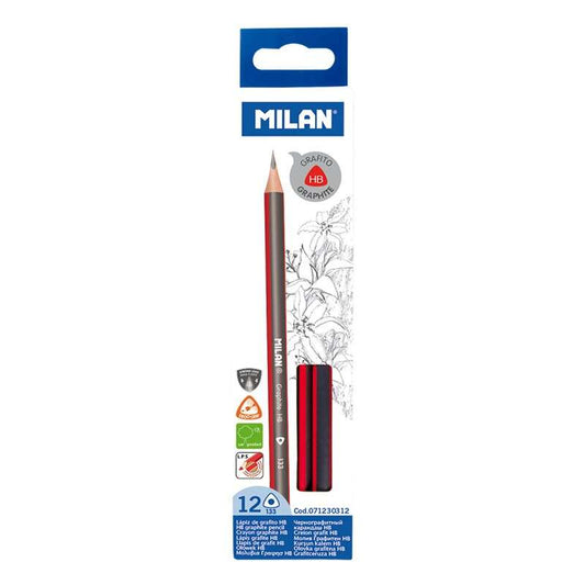 Milan Pack de 12 Lapices de Grafito Triangulares - Mina HB de 2.2mm - Resistente a la Rotura - Para