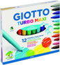 Giotto Turbo Maxi Pack de 12 Rotuladores - Punta Gruesa  5mm - Tinta al Agua - Lavable - Colores Sur