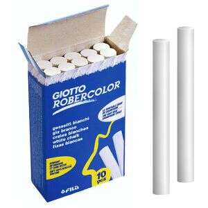 Giotto Robercolor Pack de 10 Tizas Redondas Blancas - Testadas Dermatologicamente - Compactas y Dura
