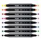 Milan Pack de 8 Rotuladores Maxi Bicolor Doble Punta - Punta Conica 7.5mm - Tinta al Agua - Lavable